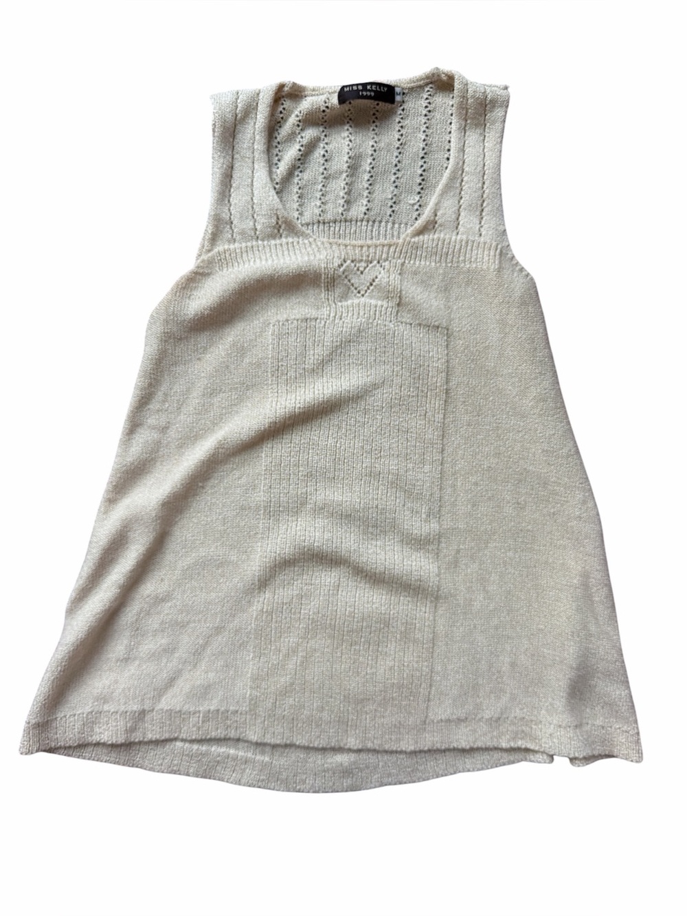 Elegant Beige Knit heart Tank Top